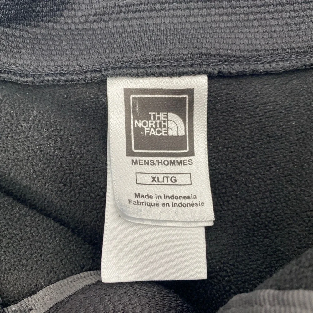 The North Face Quarter 1/4 Zip Pullover Mens XL Black Gray Grid Fleece Thumbhole